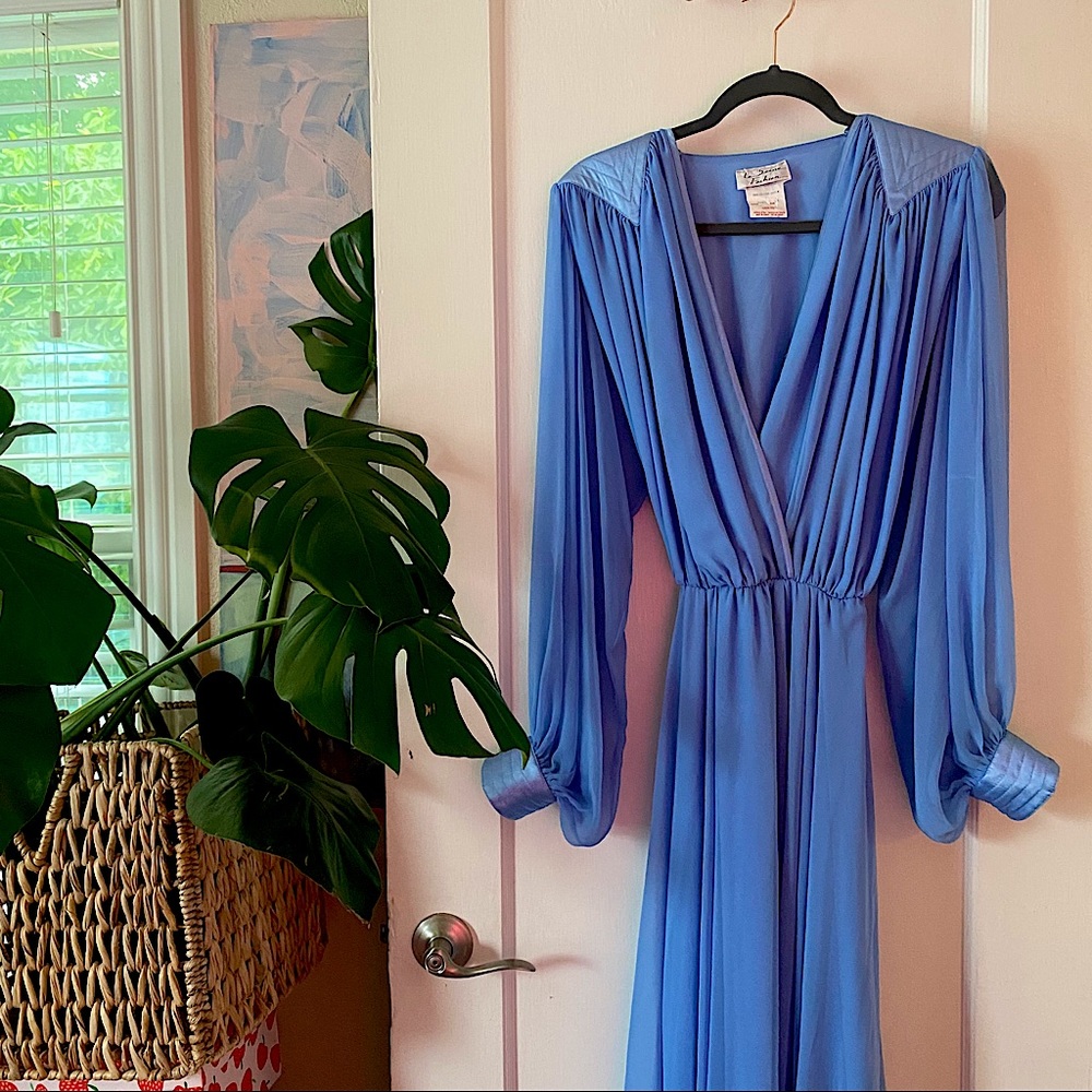 Vintage Chiffon Prom Dress with Balloon Sleeves